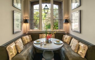 Cozy breakfast nook in Hinsdale, Illinois French Tudor estate.